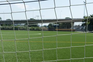 football field seen through net