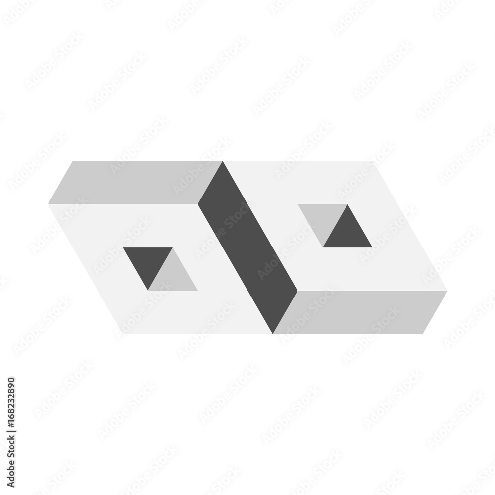 Poster 3d impossible object. geometric 3d block. optical illusion. vector illustration