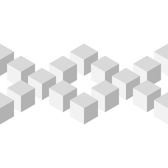 Seamless 3D geometrical pattern of arranged cubes. Abstract design vector background in shades of grey on white background