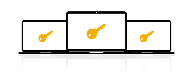 Fototapeta premium Laptop Banner - Schlüssel Datenschutz
