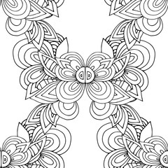 Ethnic seamless pattern, black and white , vector illustration, design for paper, fabric, Wallpaper. Indian style.