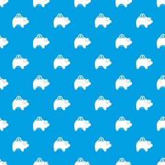 Pig money box pattern seamless blue