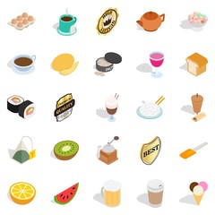 Quencher icons set, isometric style