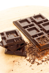 Cubes of dark chocolate