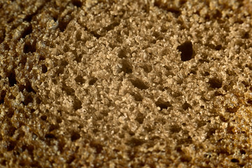 Background of rye bread texture, macro