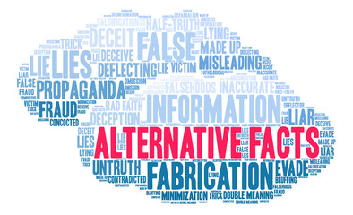 Alternative Facts Word Cloud on a white background. 