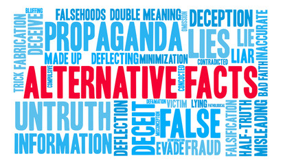 Alternative Facts Word Cloud on a white background. 