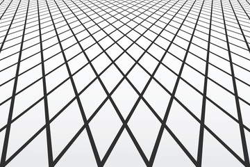 Diminishing  perspective view. Lines and diamonds pattern.