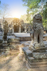 Temple ruins (XII th Century)  on a sunset, Siem Reap, Cambodia..