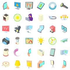 Electricity indicator icons set, cartoon style