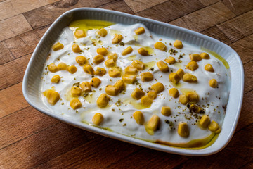 Turkish Appetizer Yogurt with corn