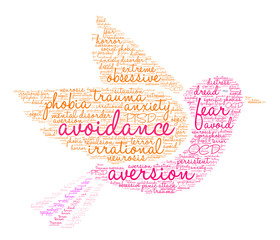 Avoidance word cloud on a white background. 