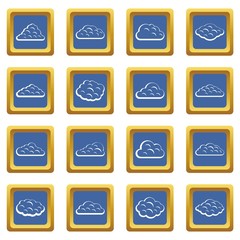 Clouds icons set blue