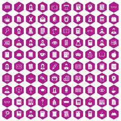 Fototapeta na wymiar 100 reader icons hexagon violet