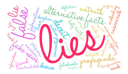 Lies Word Cloud on a white background. 