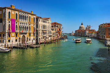 Fototapeta na wymiar Italy. Venice. Grand Canal seen from the Ponte dell'Accademia (bridge). Venice and its Lagoon is on UNESCO World Heritage List