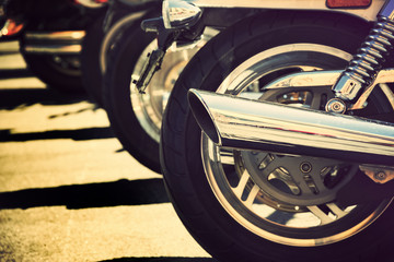 Fototapeta premium Motorcycles in a row vintage photograph