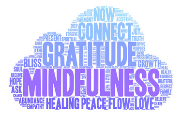 Obraz premium Mindfulness Word Cloud on a white background. 