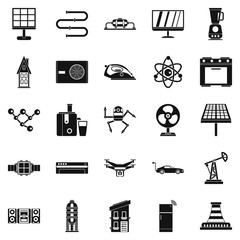 Electric blue icons set, simple style