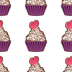 Cupcake vector seamless pattern. Muffin sweet texture background. Colorful dessert backdrop. Texture for prints, decorations, fabric.