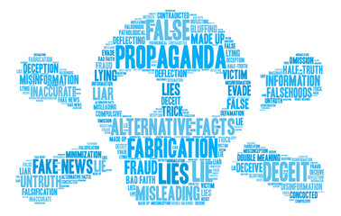 Propaganda word cloud on a white background. 