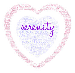 Serenity Word Cloud on a white background. 
