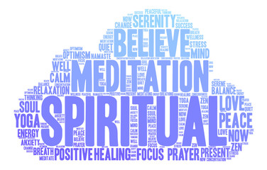 Spiritual word cloud on a white background. 