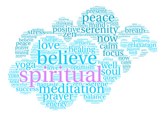 Obraz premium Spiritual Word Cloud on a white background. 