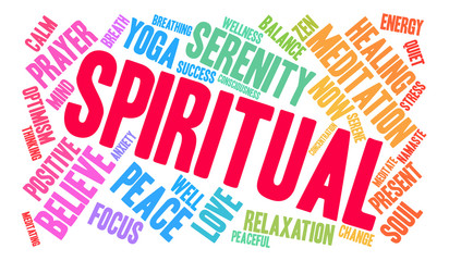 Spiritual word cloud on a white background. 