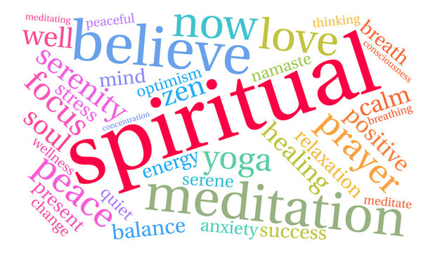 Spiritual word cloud on a white background. 