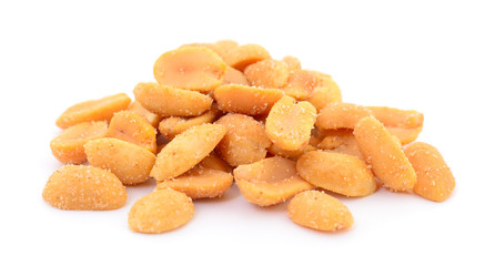 Salted roasted peanuts isolated.