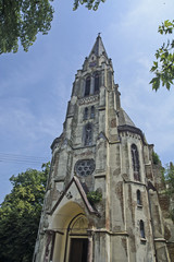 Fototapeta premium Old ruined Catholic church in Serbia