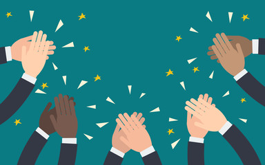 Hands of business people clapping, simple flat vector illustration