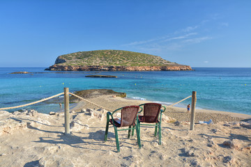 Fototapeta na wymiar Cala Comte beach on Ibiza