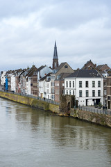 Fototapeta na wymiar View of Maastricht city centre on the Meuse river