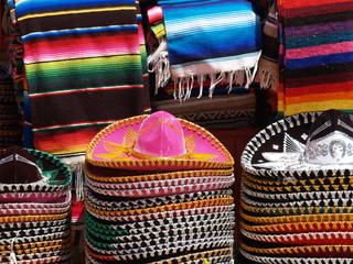 Colorful hats and blankets