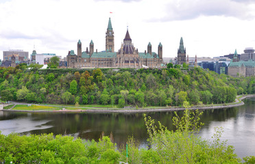 Fototapeta na wymiar Parliament Buildings and Library, Ottawa, Ontario, Canada.