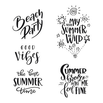 Set of Summer hand drawn brush letterings