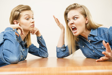 Two women having argue fight