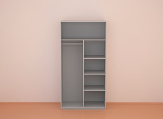 the empty wardrobe in the interior. 3D rendering