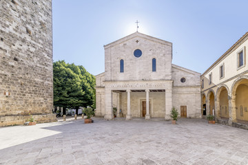 Fototapeta na wymiar The facade of the Concattedrale di San Secondiano church, Chiusi, Siena, Tuscany, Italy