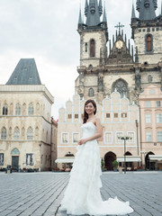 attractive asian woman wedding image in europe