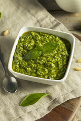 Homemade Italian Green Basil Pesto Sauce