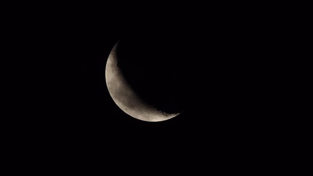 4K Waning Crescent Moon and Clouds 1