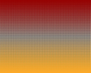 Vertical gradient orange red black halftone dots background. Pop art template, texture illustration