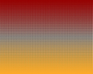 Vertical gradient orange red black halftone dots background. Pop art template, texture illustration