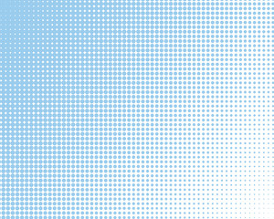 Vertical gradient blue halftone dots background. Pop art template, texture illustration