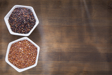 Seeds of red and black quinoa - Chenopodium quinoa