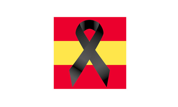 Flag of Spain with black ribbon