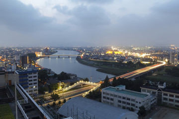 Fototapeta premium Twilight Skyline -Toyohashi, Central Japan